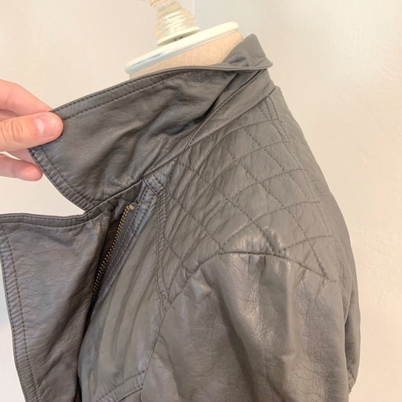 NWOT Charcoal Grey Leather Jacket - Picture 4 of 12